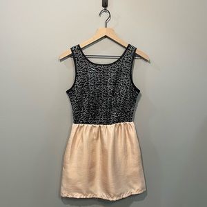 Mimi Chica Peach, Black and Silver Sequined Mini Cocktail Dress
